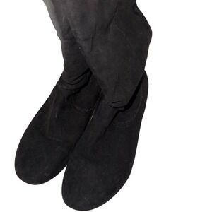 Vtg Kmart Route 66 Womens Black Peter Pan Faux Suede Boots Size 8.5 90's scrunch